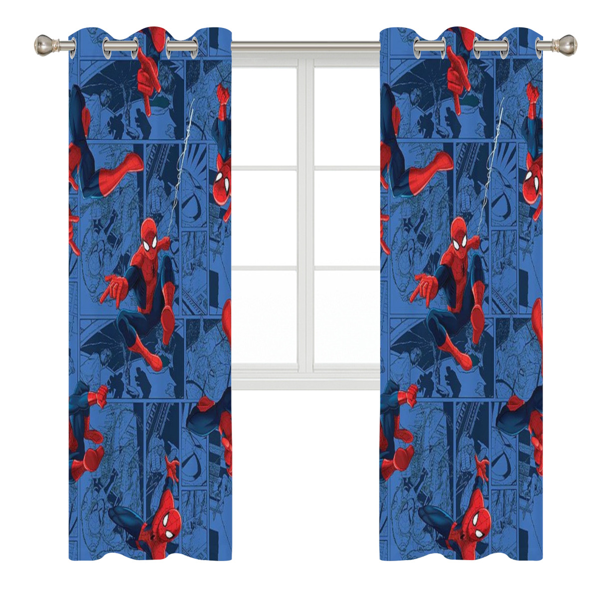 Spiderman Anime Blackout Room Curtains Bedroom Kids Curtains Insulated Curtains 53x53 Inch